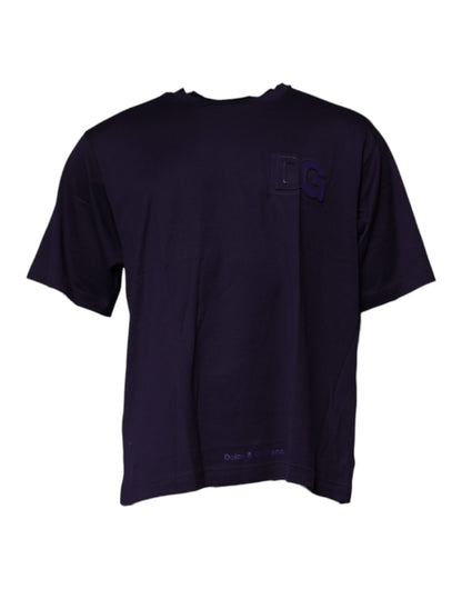 Navy Blue DG Logo Cotton Crew Neck T-shirt