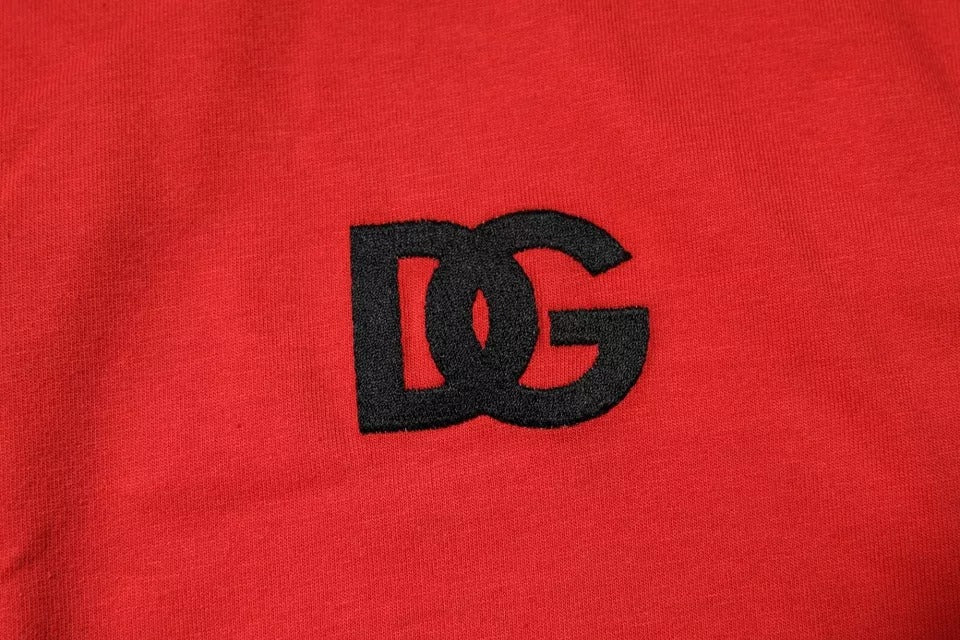 Red DG Logo Patch Cotton Crew Neck T-shirt