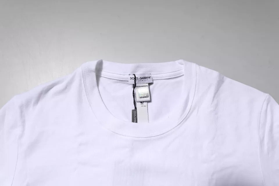 White Cotton Logo Round Neck Underwear T-shirt