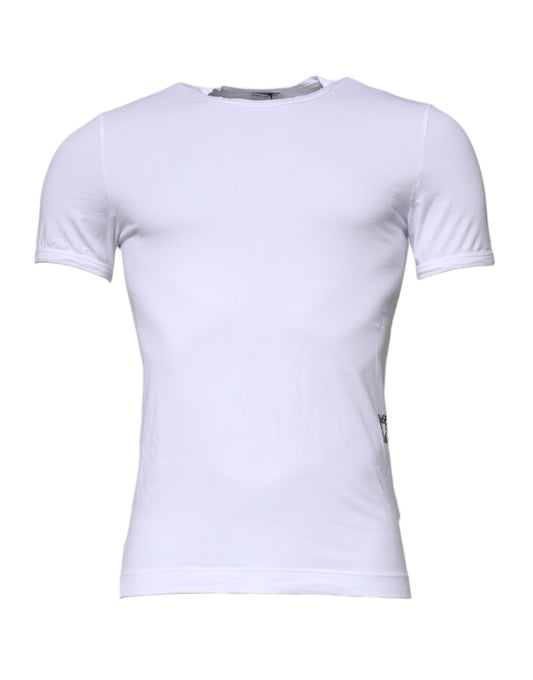 White Cotton Stretch Crewneck Underwear T-shirt