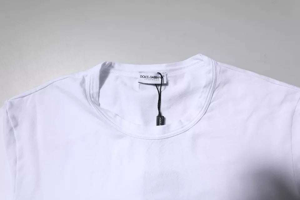 White Cotton Stretch Crewneck Underwear T-shirt