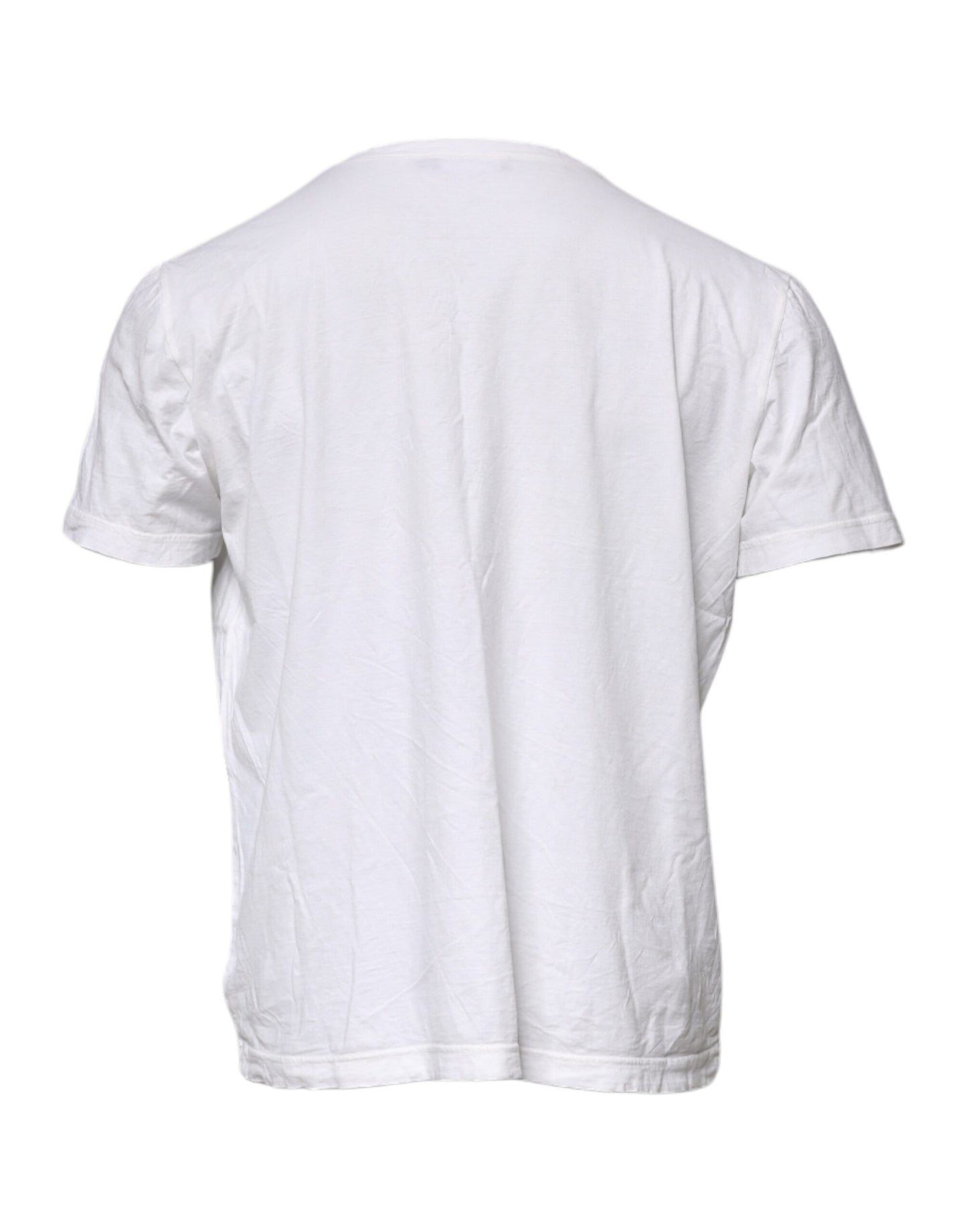 White Logo Print Cotton Crew Neck T-shirt