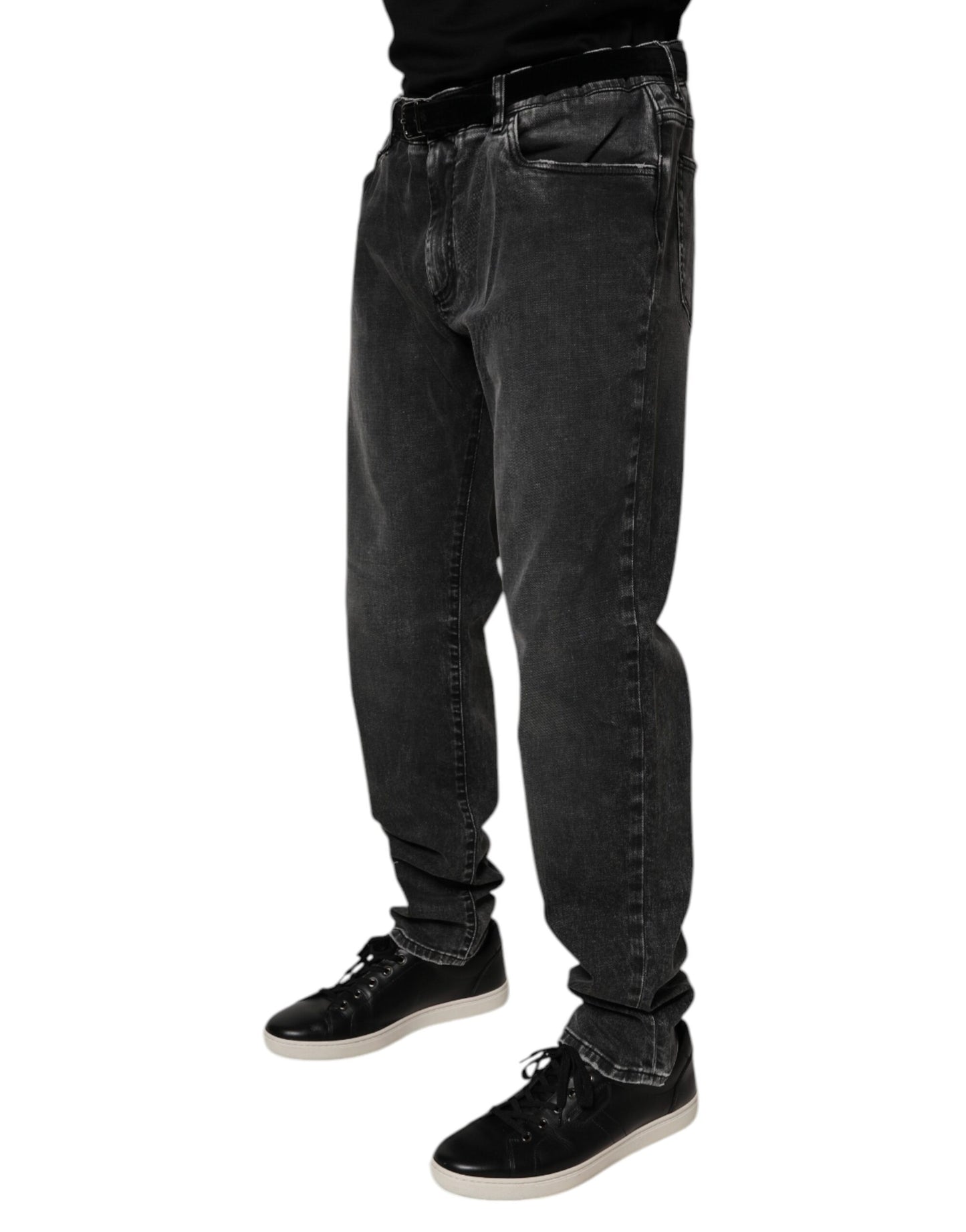 Black Cotton Stretch Skinny Men Denim Jeans