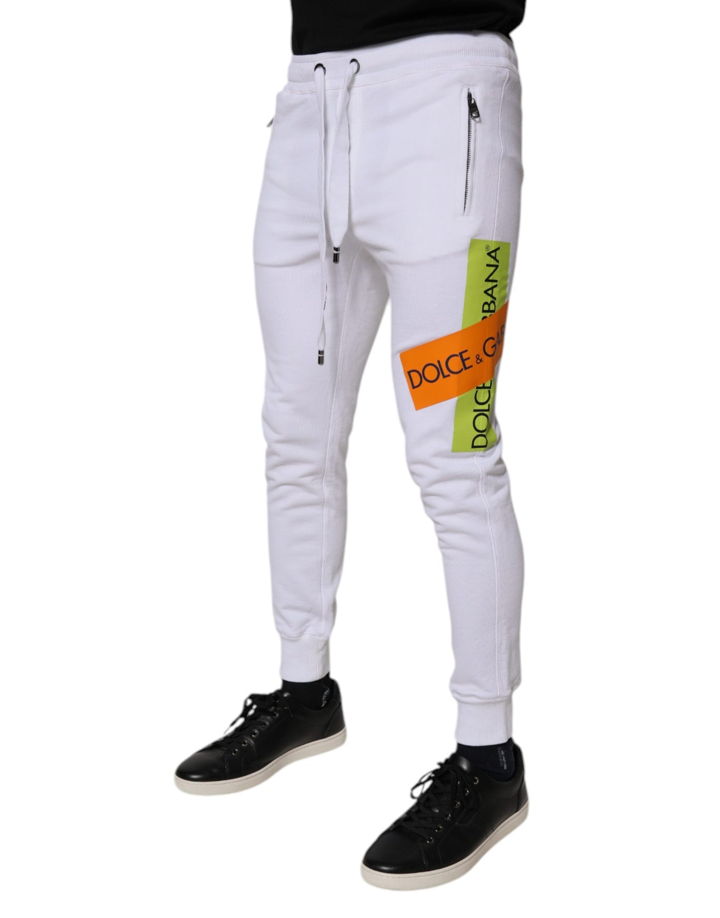 White Cotton Logo Jogger Pants