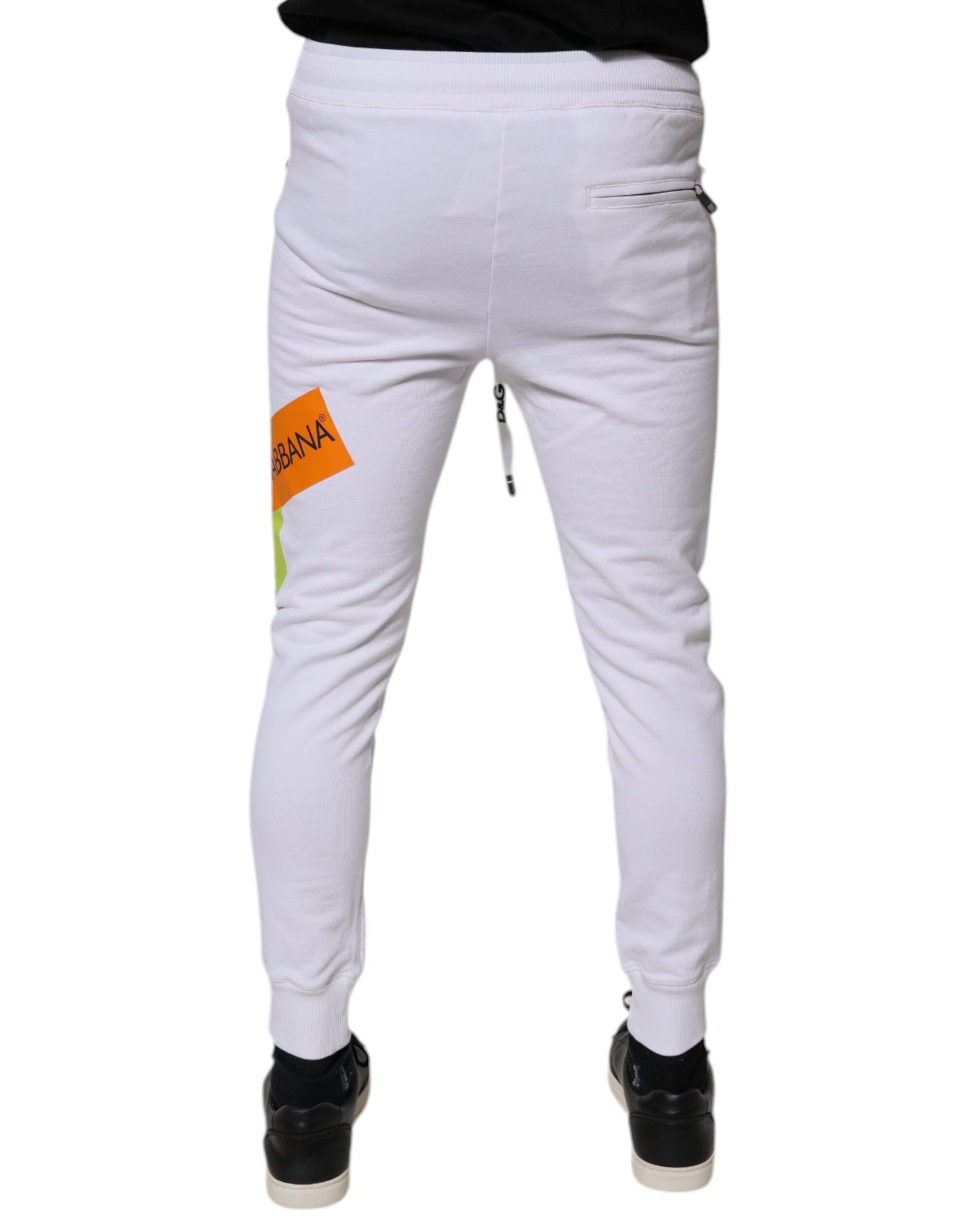 White Cotton Logo Jogger Pants