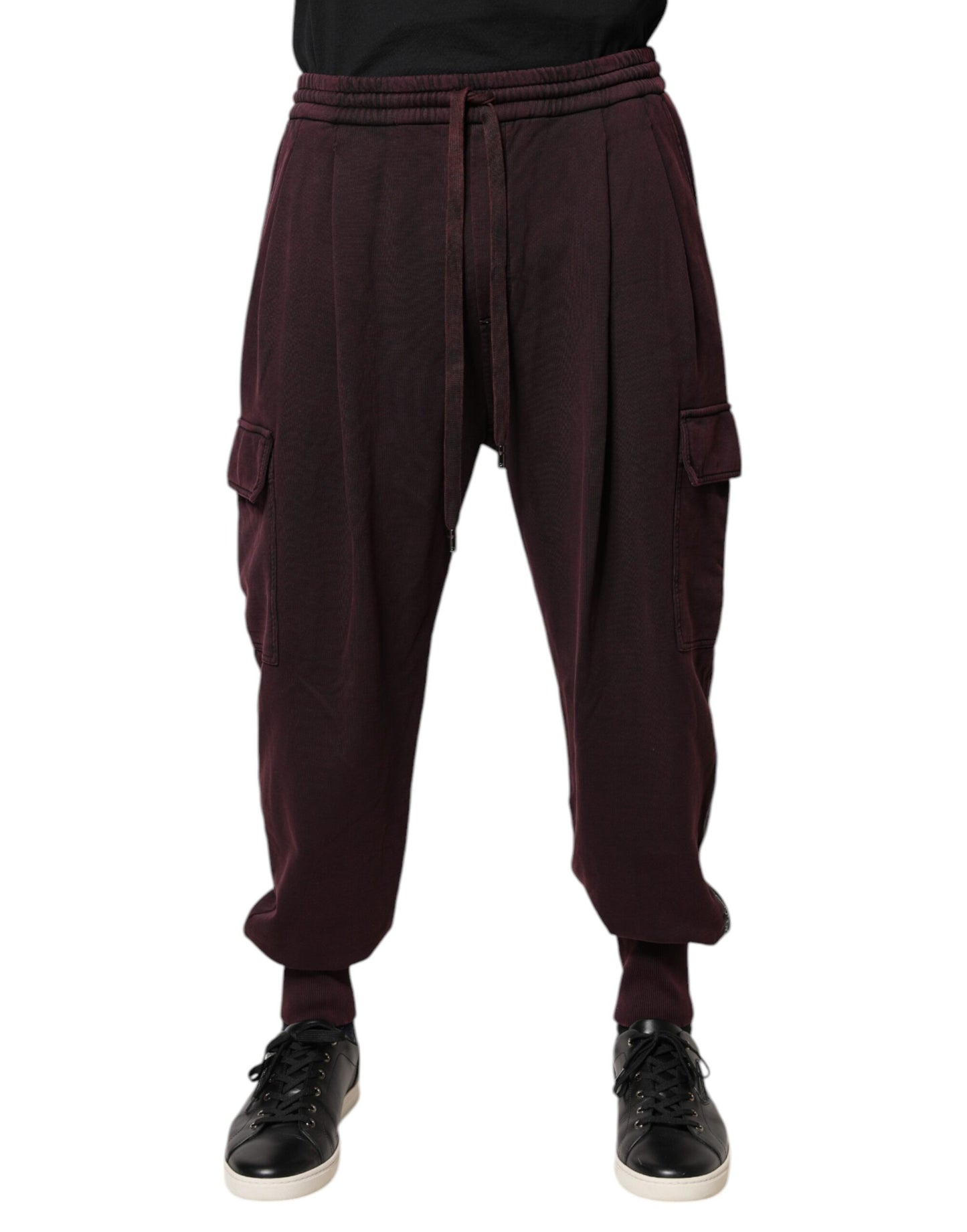 Dark Violet Cotton Cargo Jogger Pants