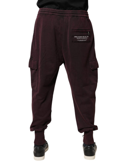 Dark Violet Cotton Cargo Jogger Pants