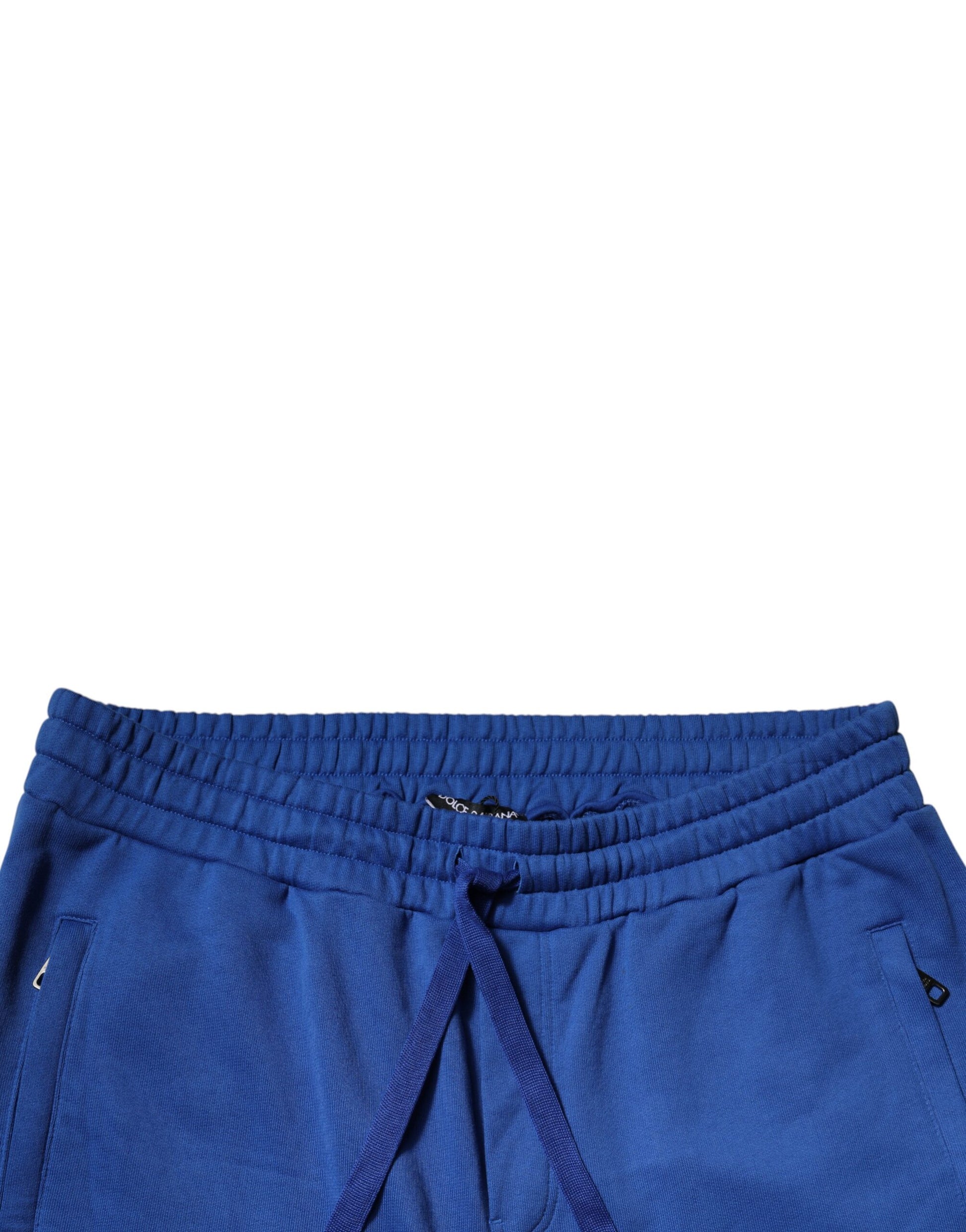 Blue Cotton Jogger Mid Waist Pants