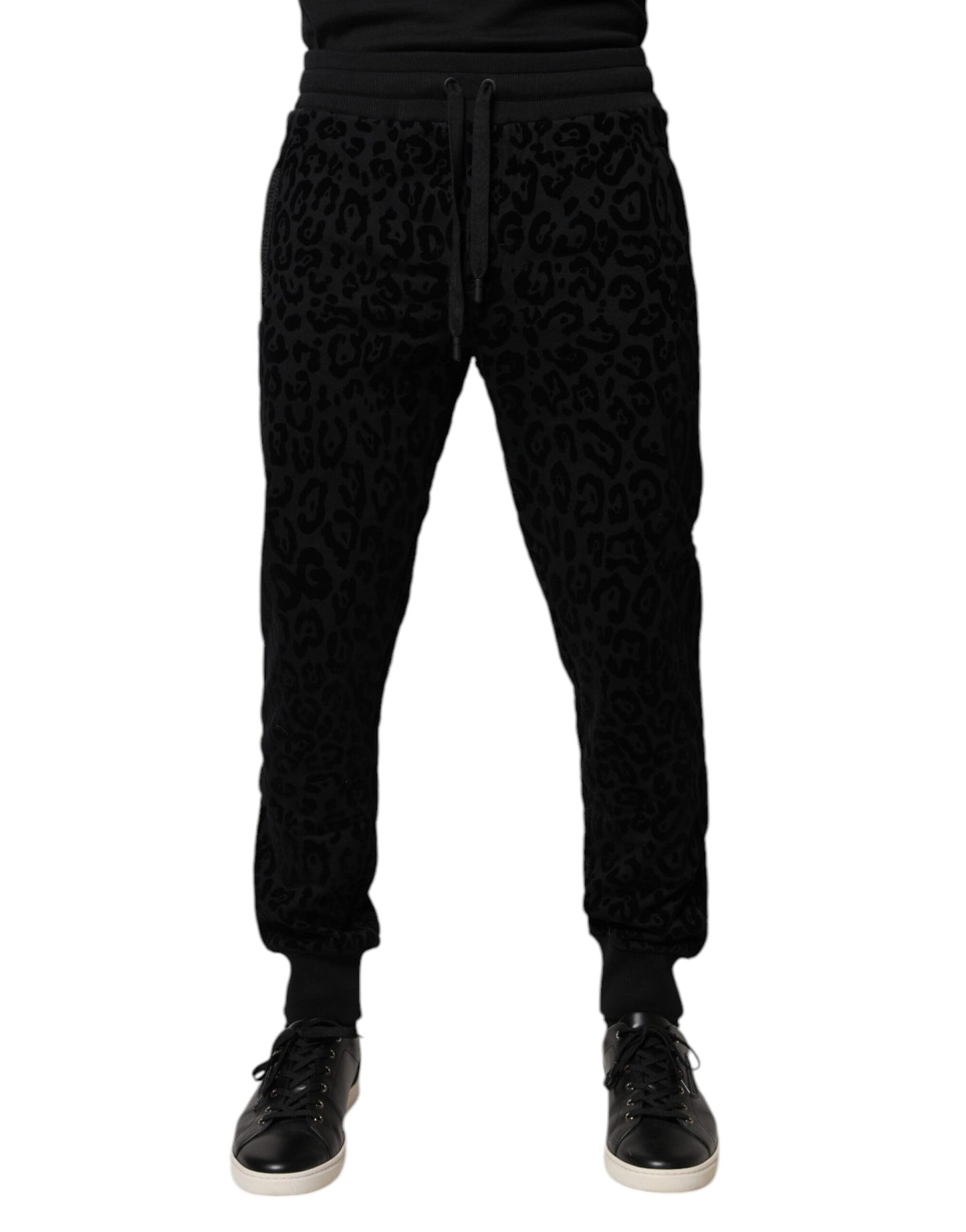 Black Leopard Cotton Jogger Sweatpants Pants