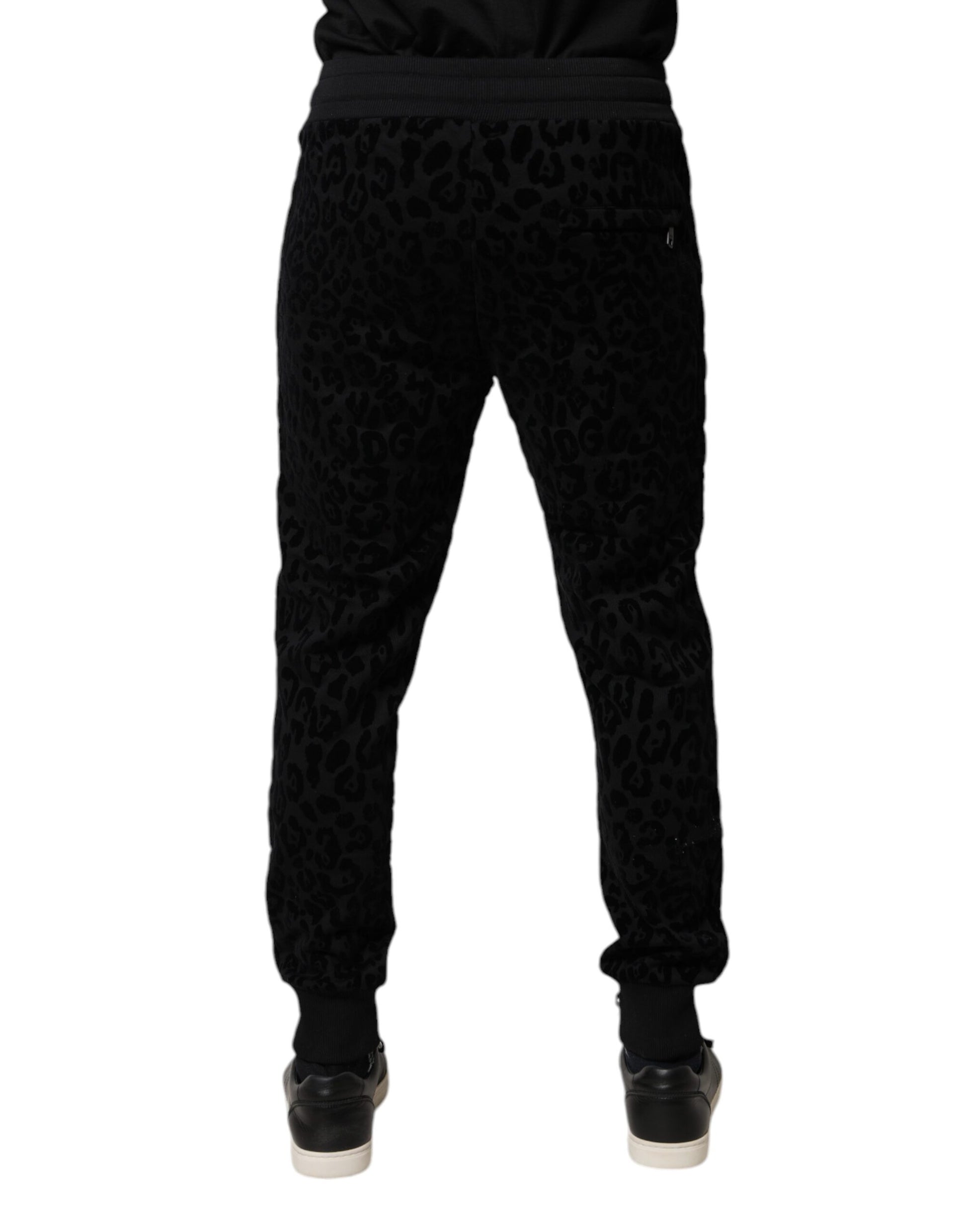 Black Leopard Cotton Jogger Sweatpants Pants