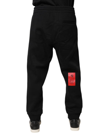 Black Logo Patch CottonJogger Sweatpants Pants