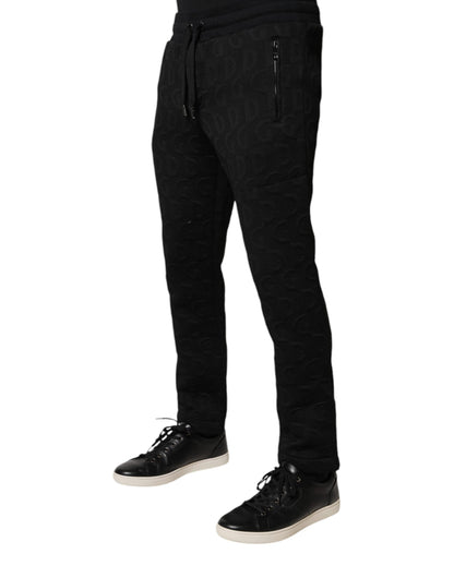 Black Logo Monogram Jogger Sweatpants Pants