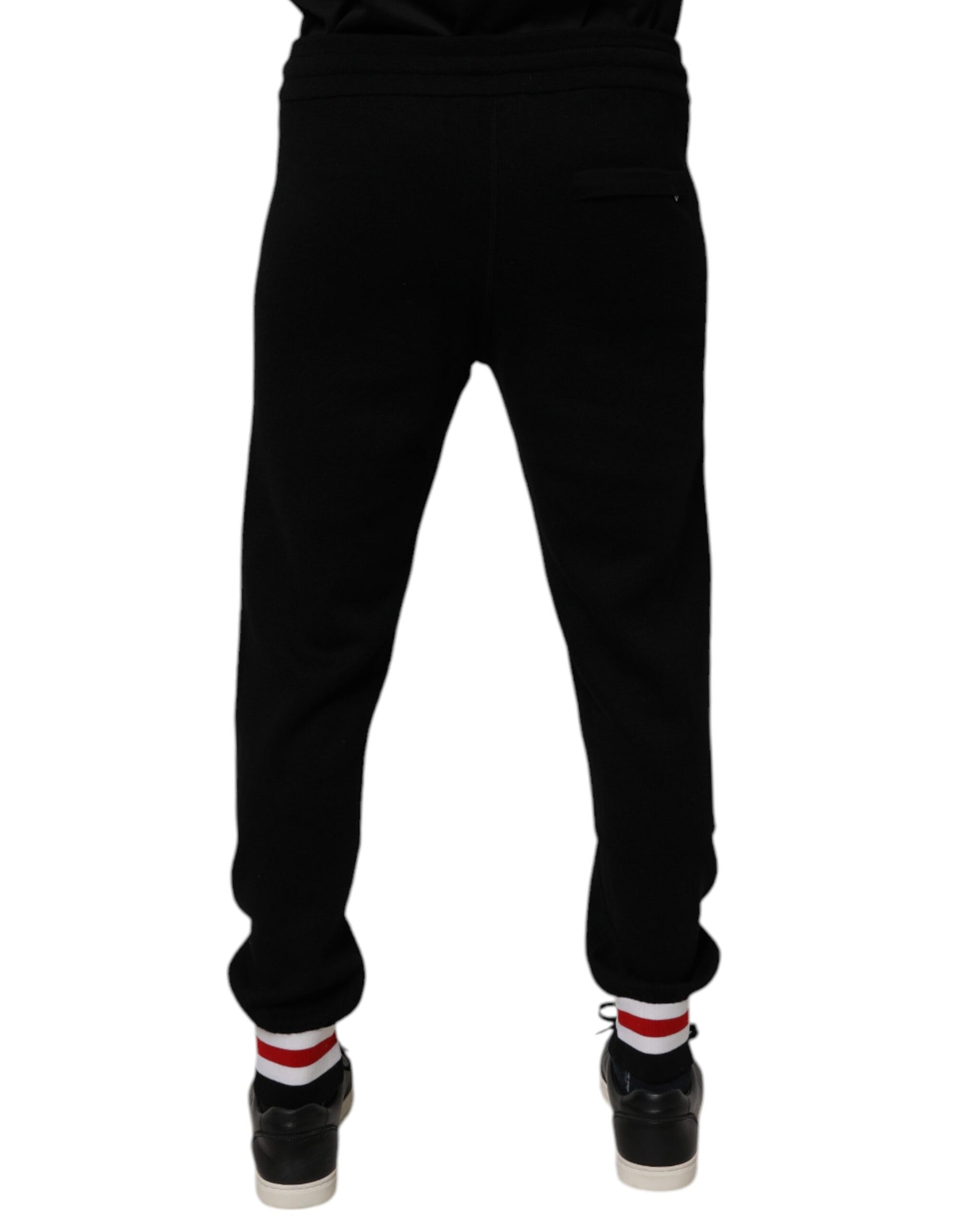 Black Wool Mid Waist Jogger Sweatpants Pants