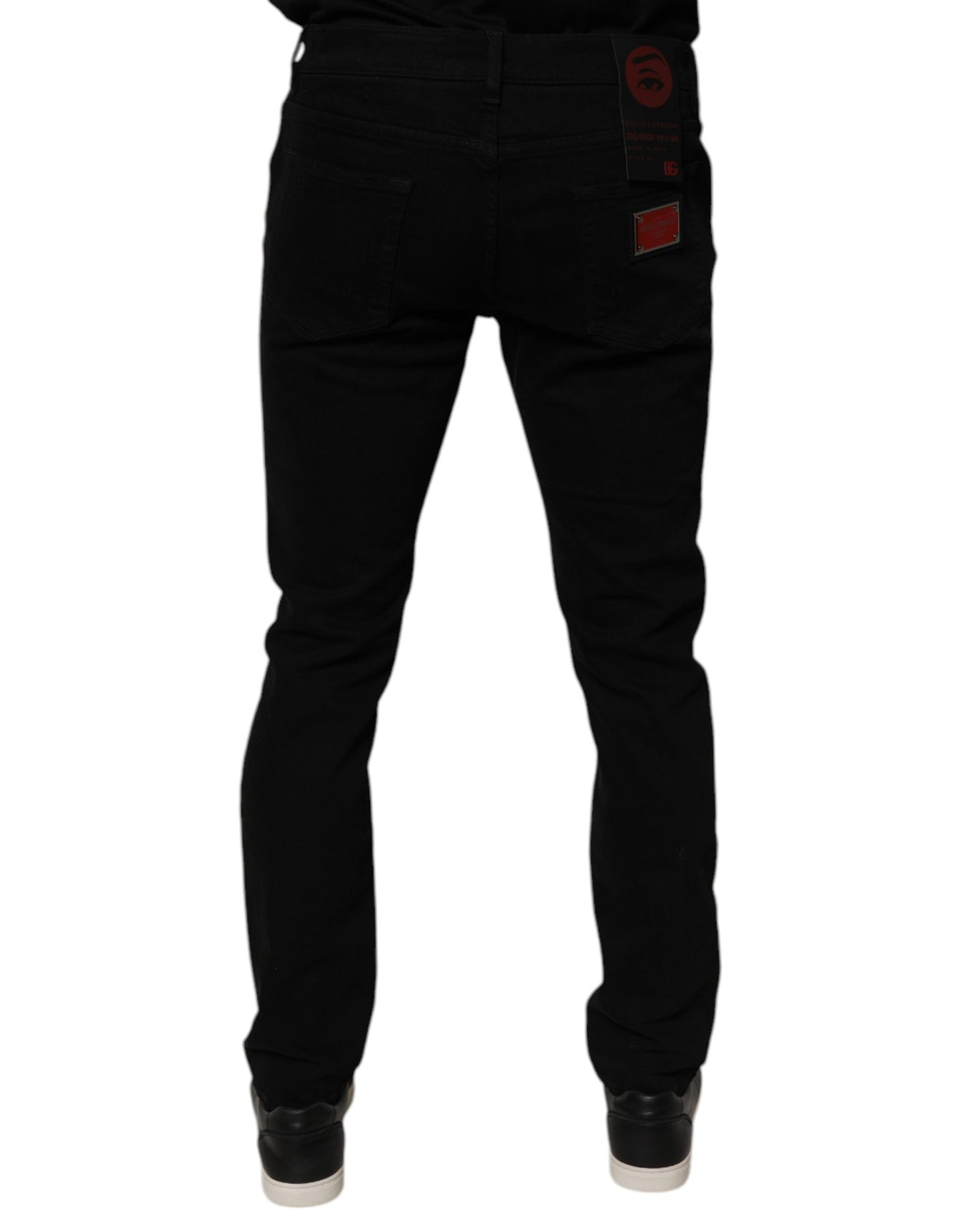 Black Tattered Cotton Skinny Men Denim Jeans