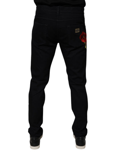 Black Cotton Stretch Slim Fit Men Denim Jeans