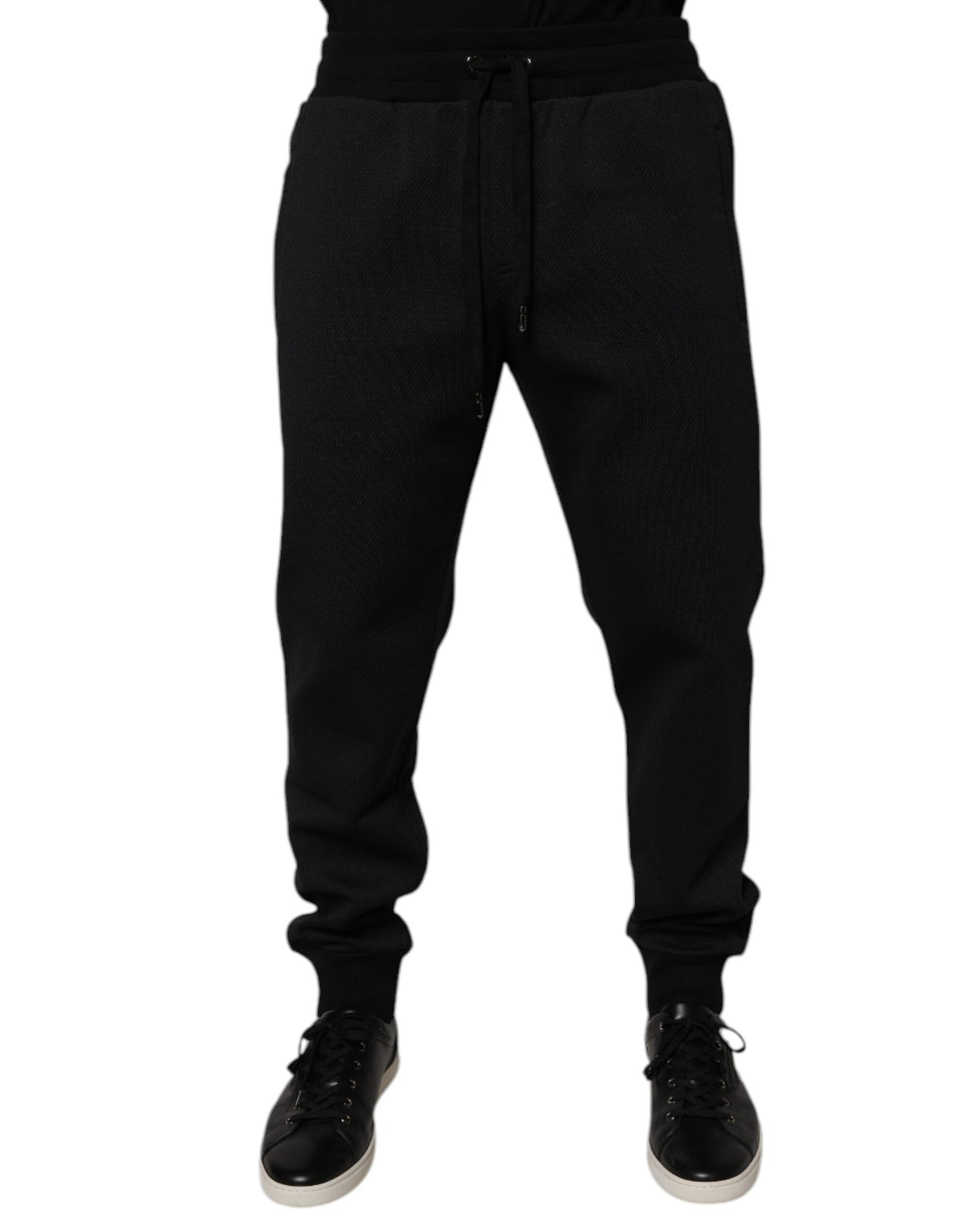 Black Polyester Men Jogger Sweatpants Pants