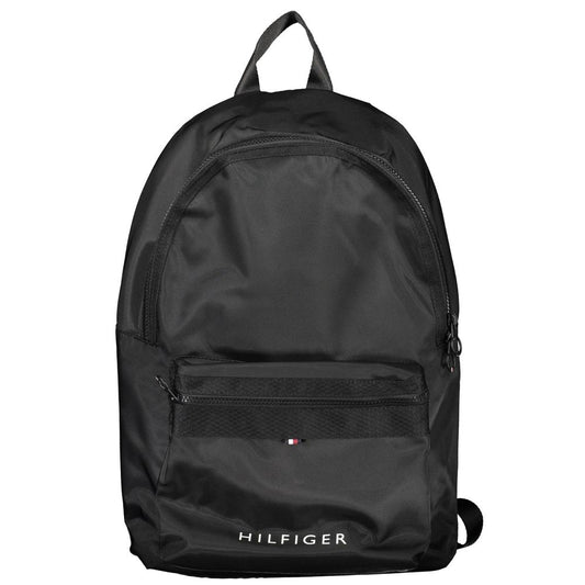 Black Polyester Men Backpack