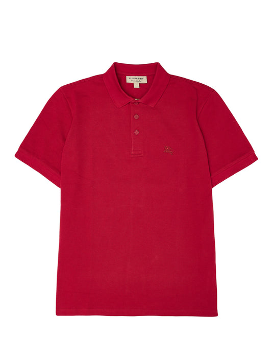 Red Cotton Collared Polo Shirt