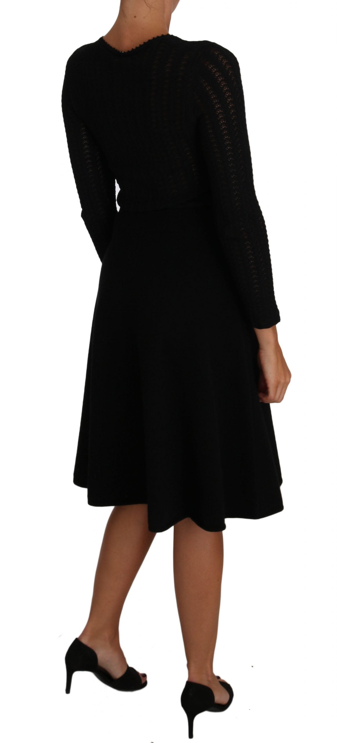 Elegant Black Knitted Sheath Dress