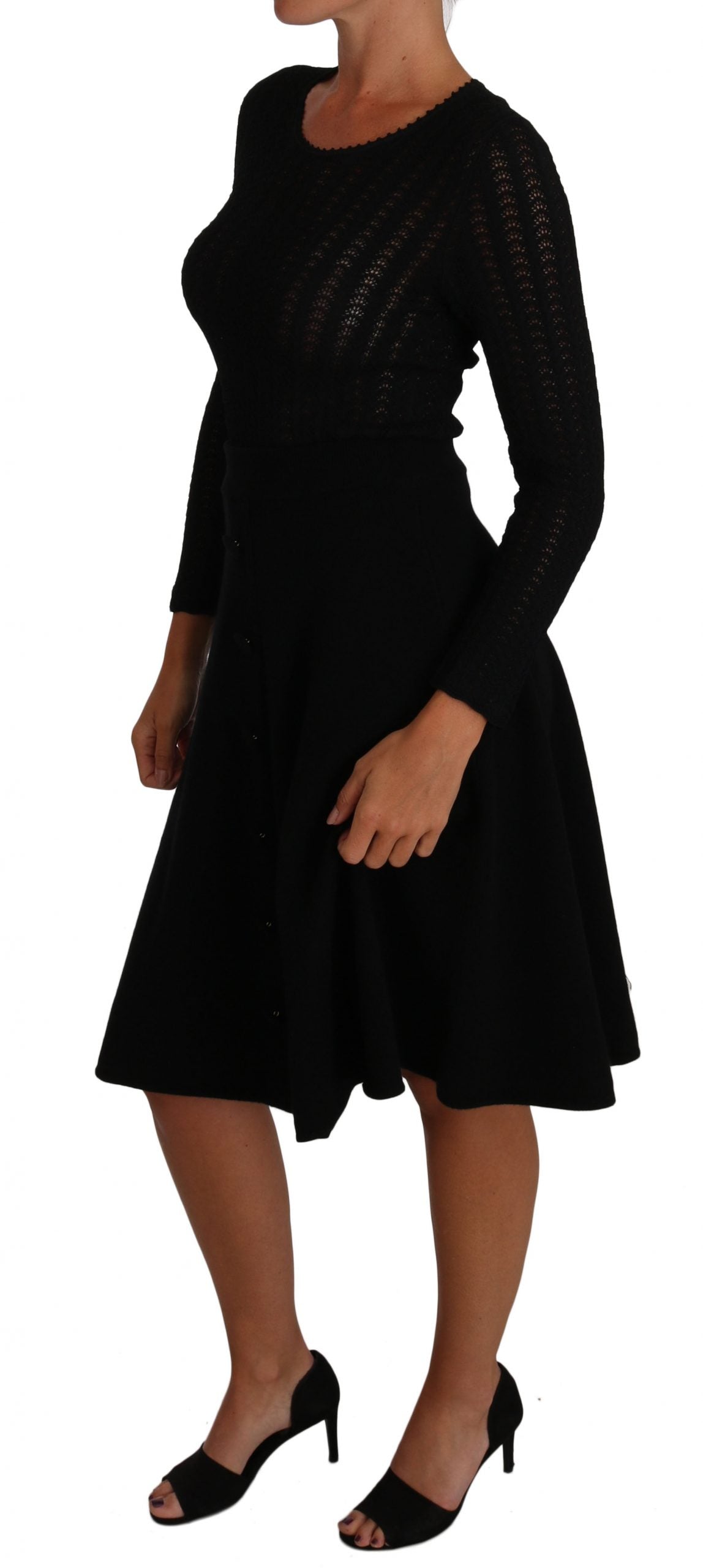 Elegant Black Knitted Sheath Dress