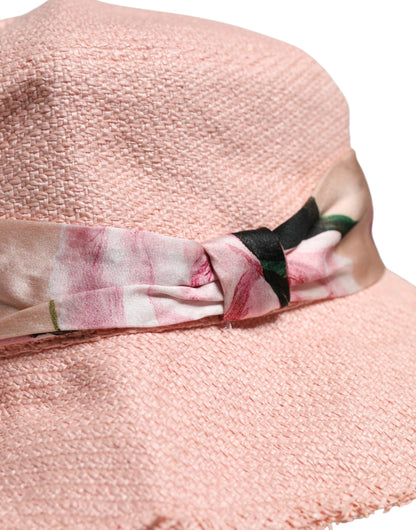 Pink Cotton Wide Brim Bucket Hat