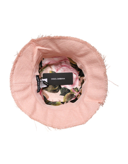 Pink Cotton Wide Brim Bucket Hat