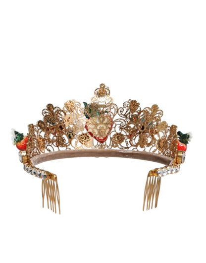 Multicolor Floral Strawberry Crystal Embellished Tiara