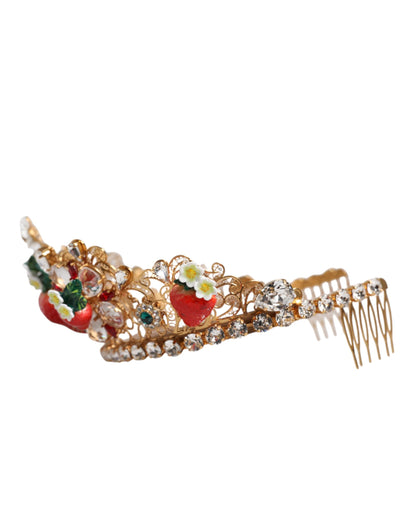 Multicolor Floral Strawberry Crystal Embellished Tiara