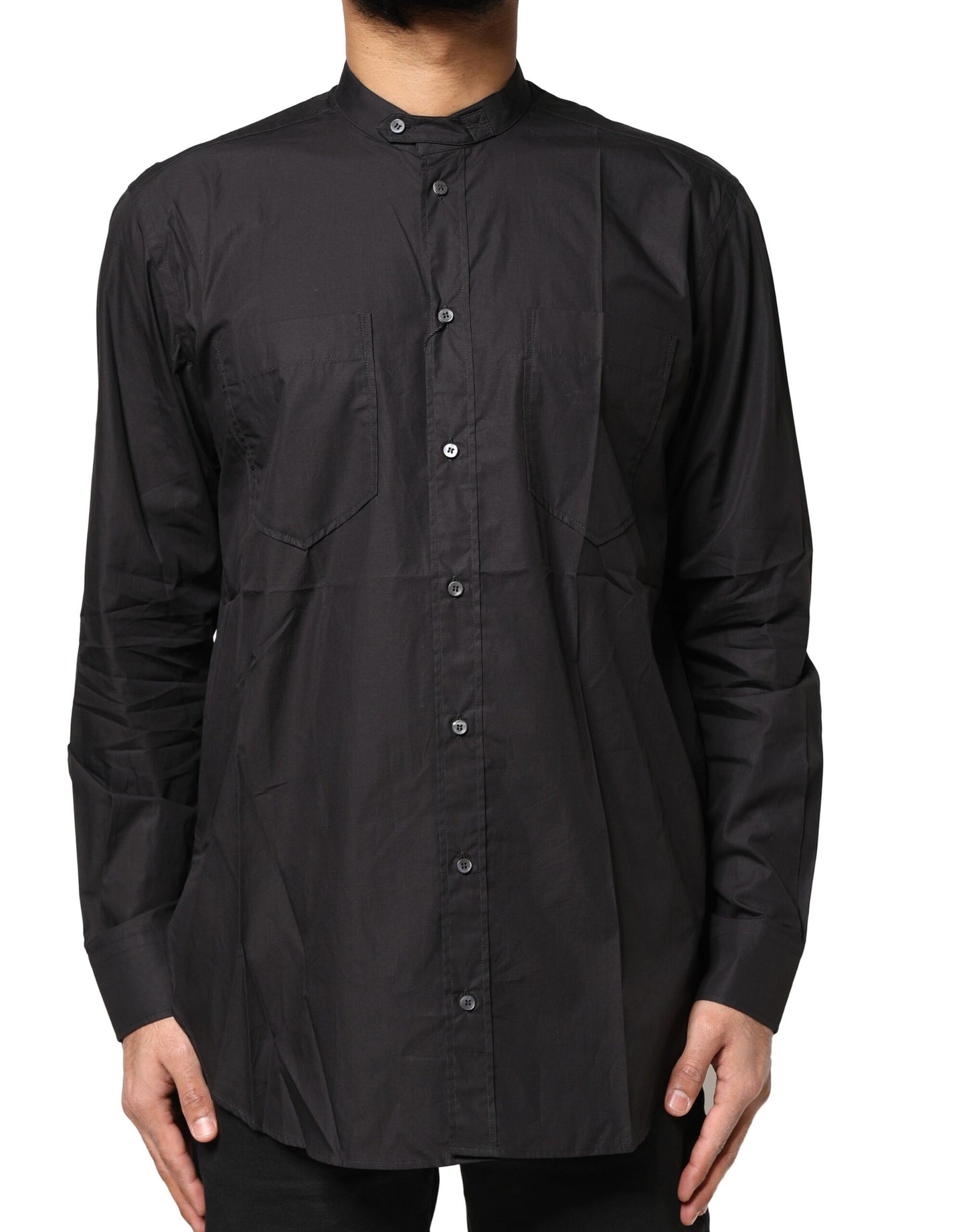 Black Cotton Button Down Men Casual Shirt