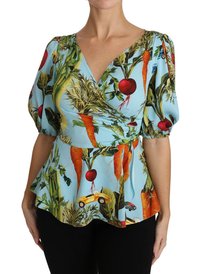 Vegetable Print Silk Top Extravaganza