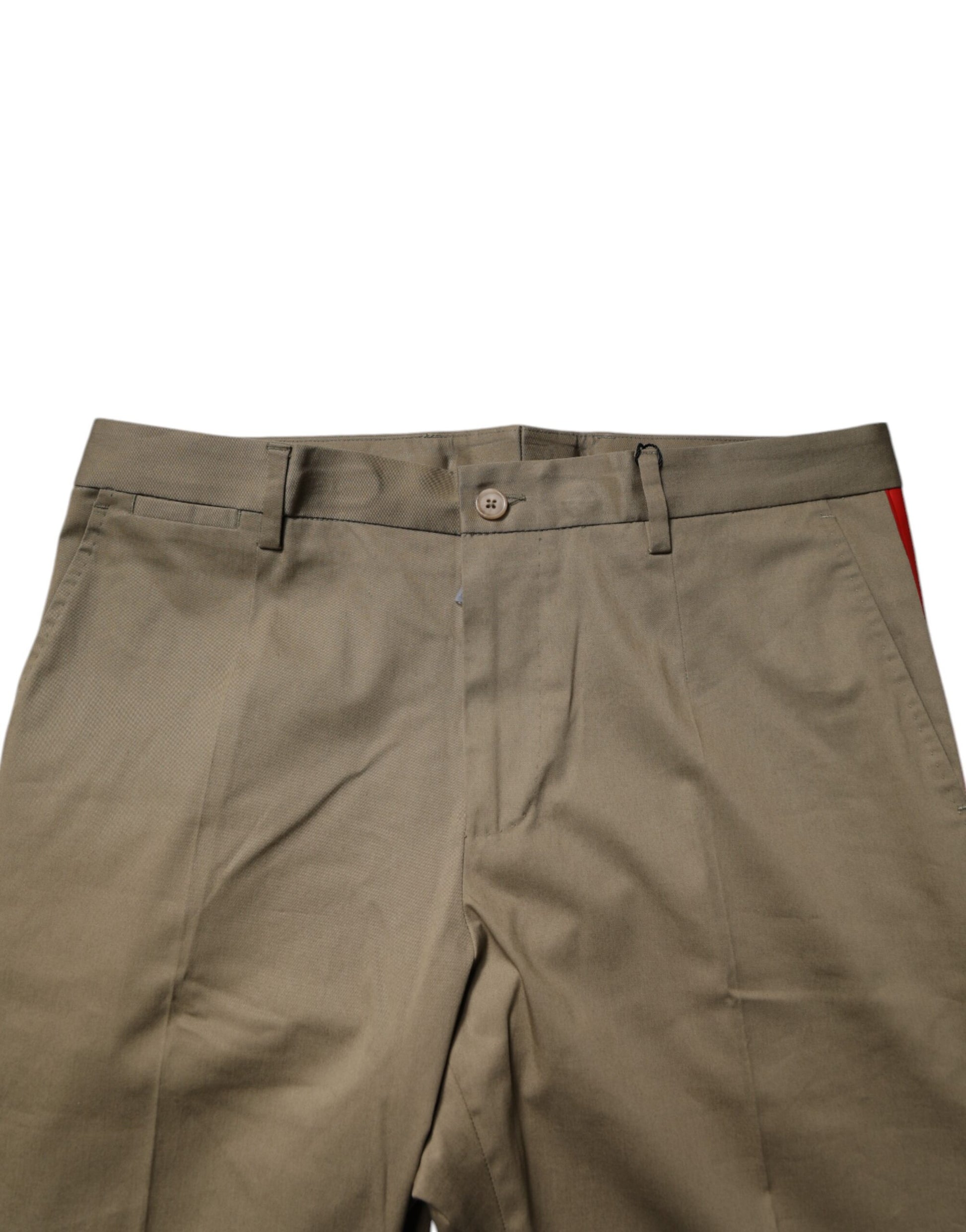 Dark Khaki Cotton Tapered Pants