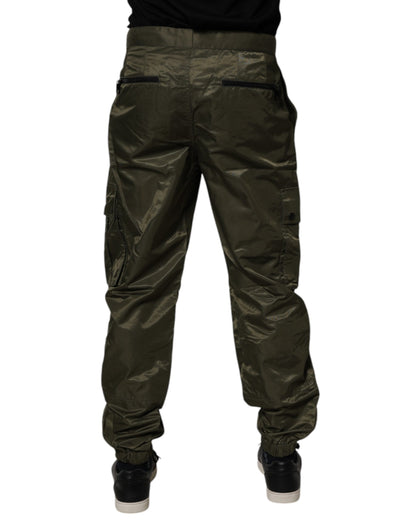 Dark Green Nylon Cargo Pants