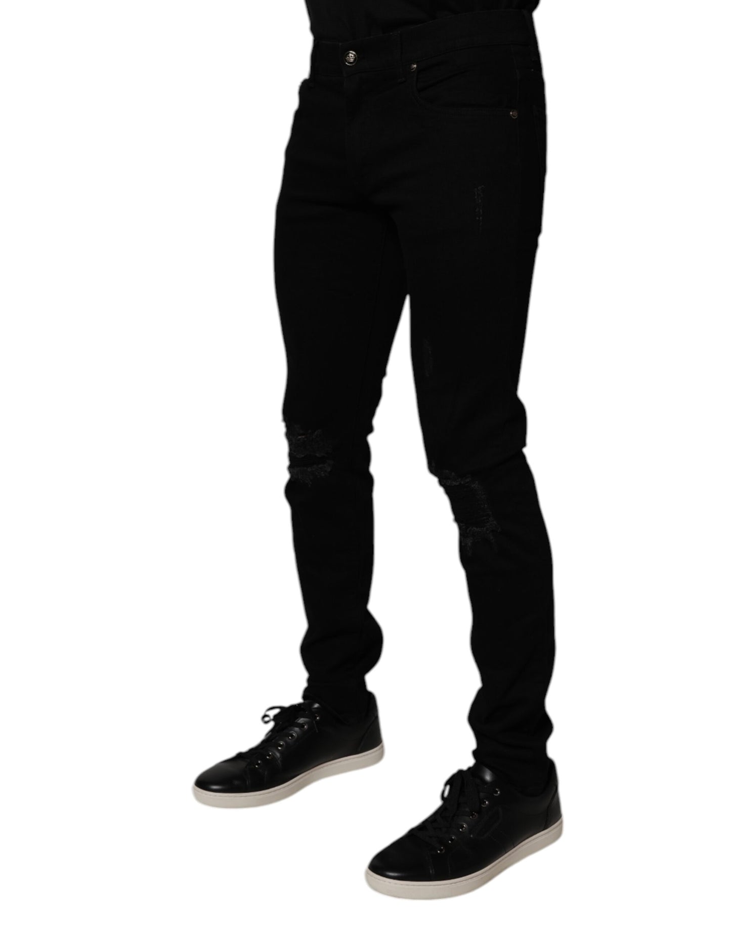 Black Cotton Stretch Skinny Men Denim Jeans
