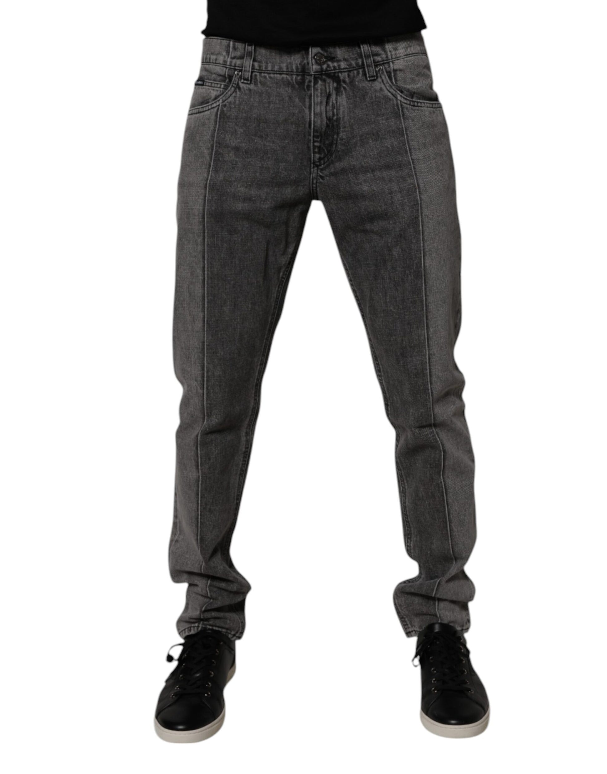 Two Tone Gray Cotton Denim Jeans