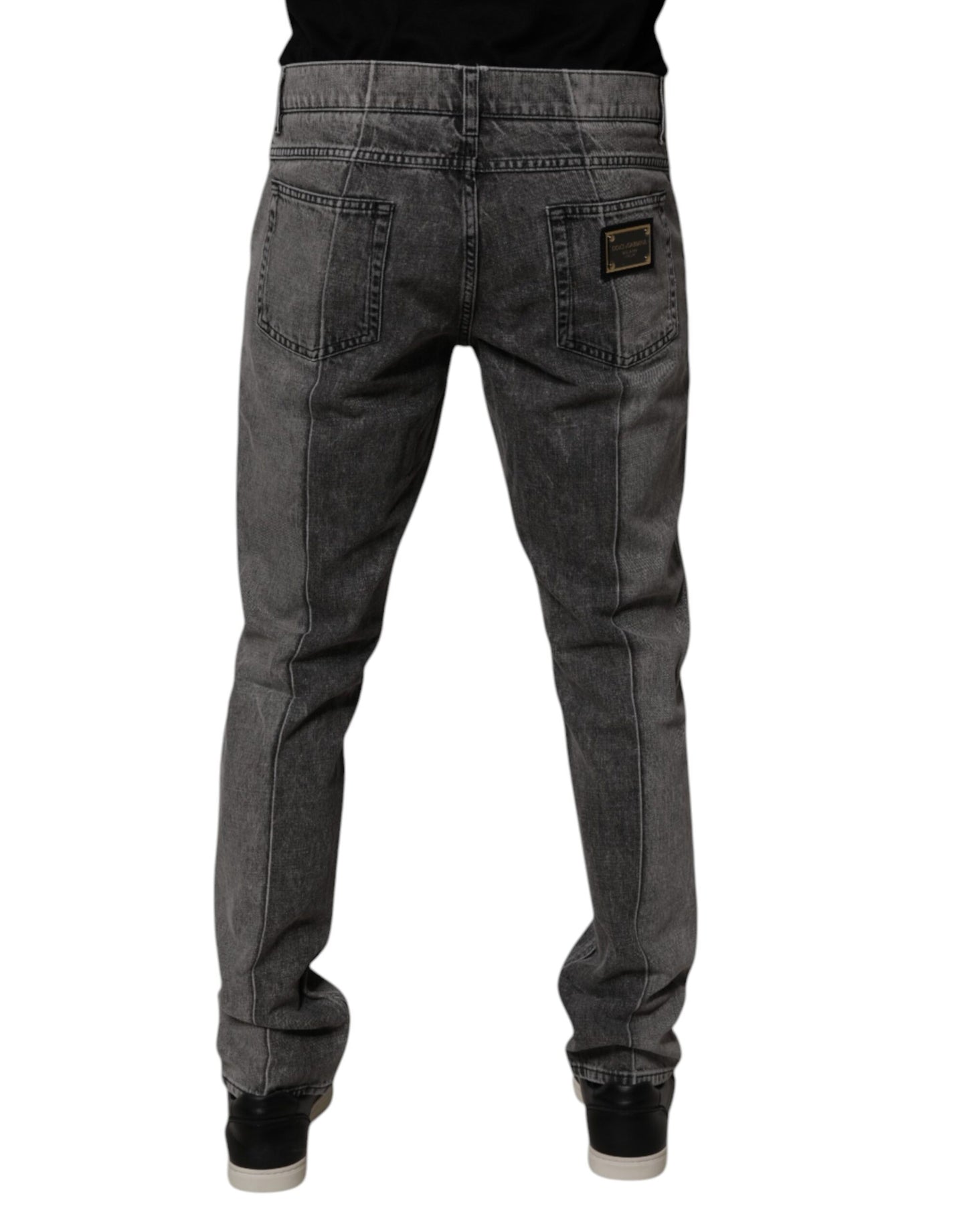 Two Tone Gray Cotton Denim Jeans