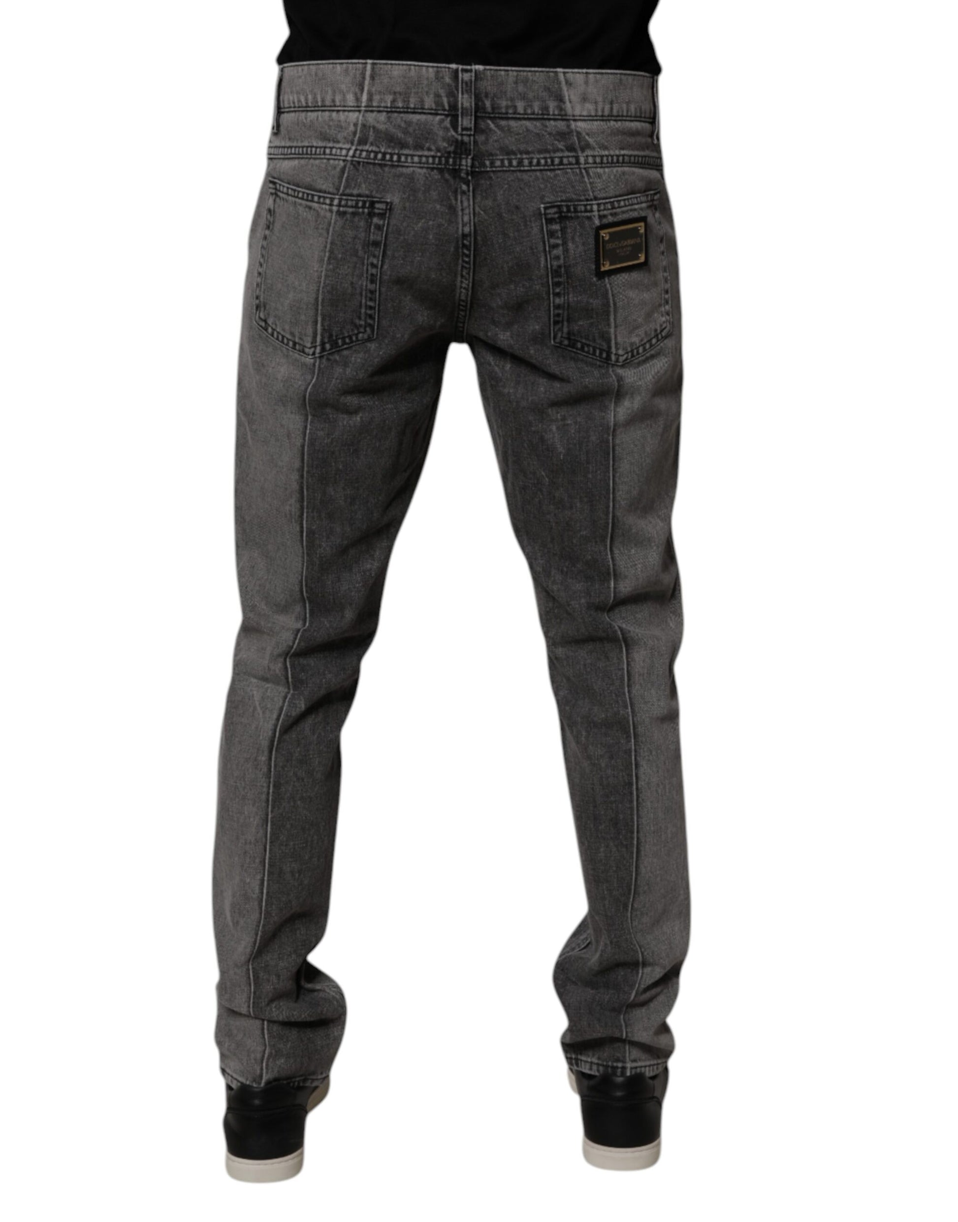 Two Tone Gray Cotton Denim Jeans