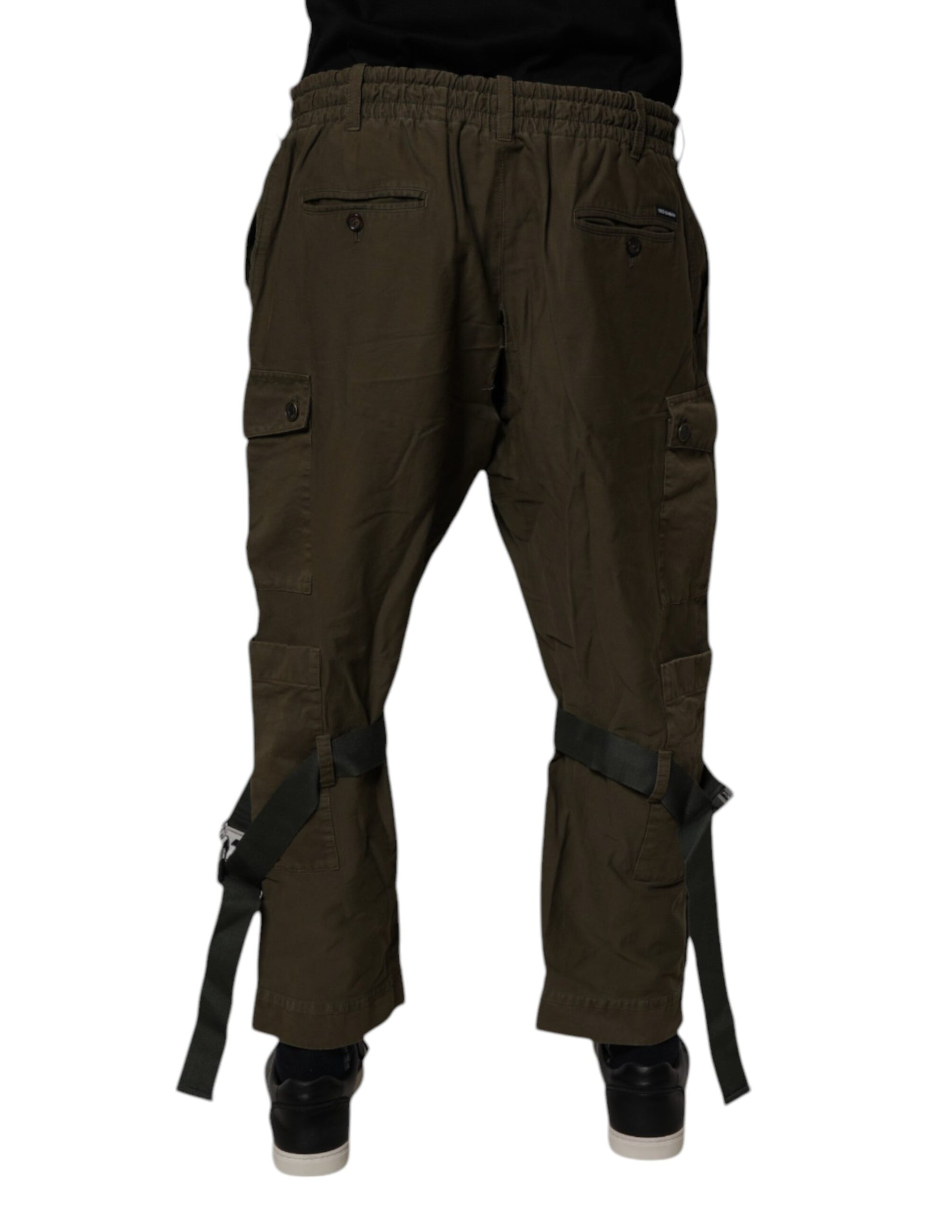 Brown Cotton Stretch Cargo Pants