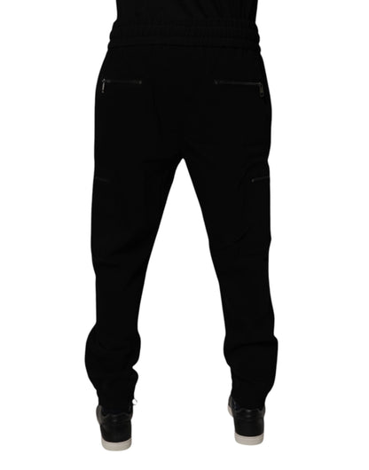 Black Wool Stretch Jogger Pants