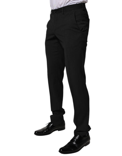 Black Polyester Tapered Formal Men Dress Pants