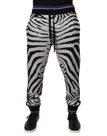 Black White Zebra Men Jogger Sweatpants Pants