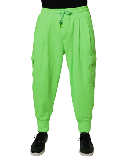 Neon Green Cargo Jogger Men Sweatpants Pants