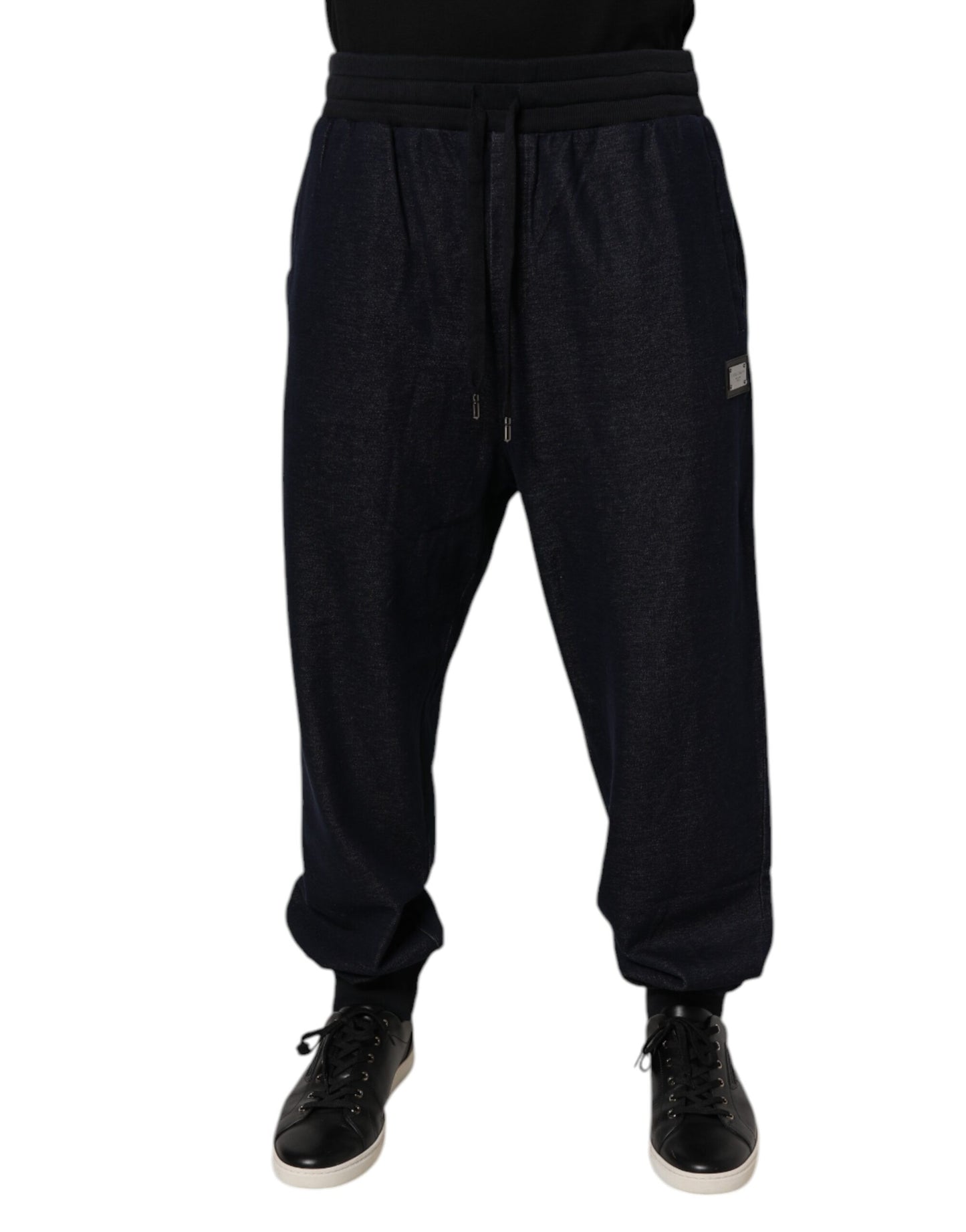 Black Jacquard Cotton Jogger Sweatpants Pants