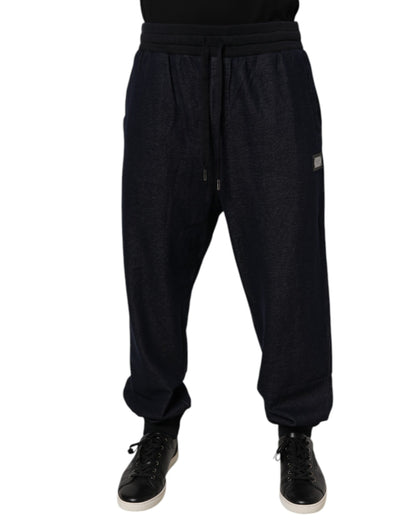 Black Jacquard Cotton Jogger Sweatpants Pants