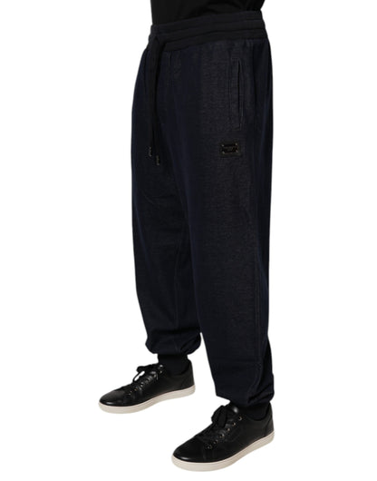 Black Jacquard Cotton Jogger Sweatpants Pants