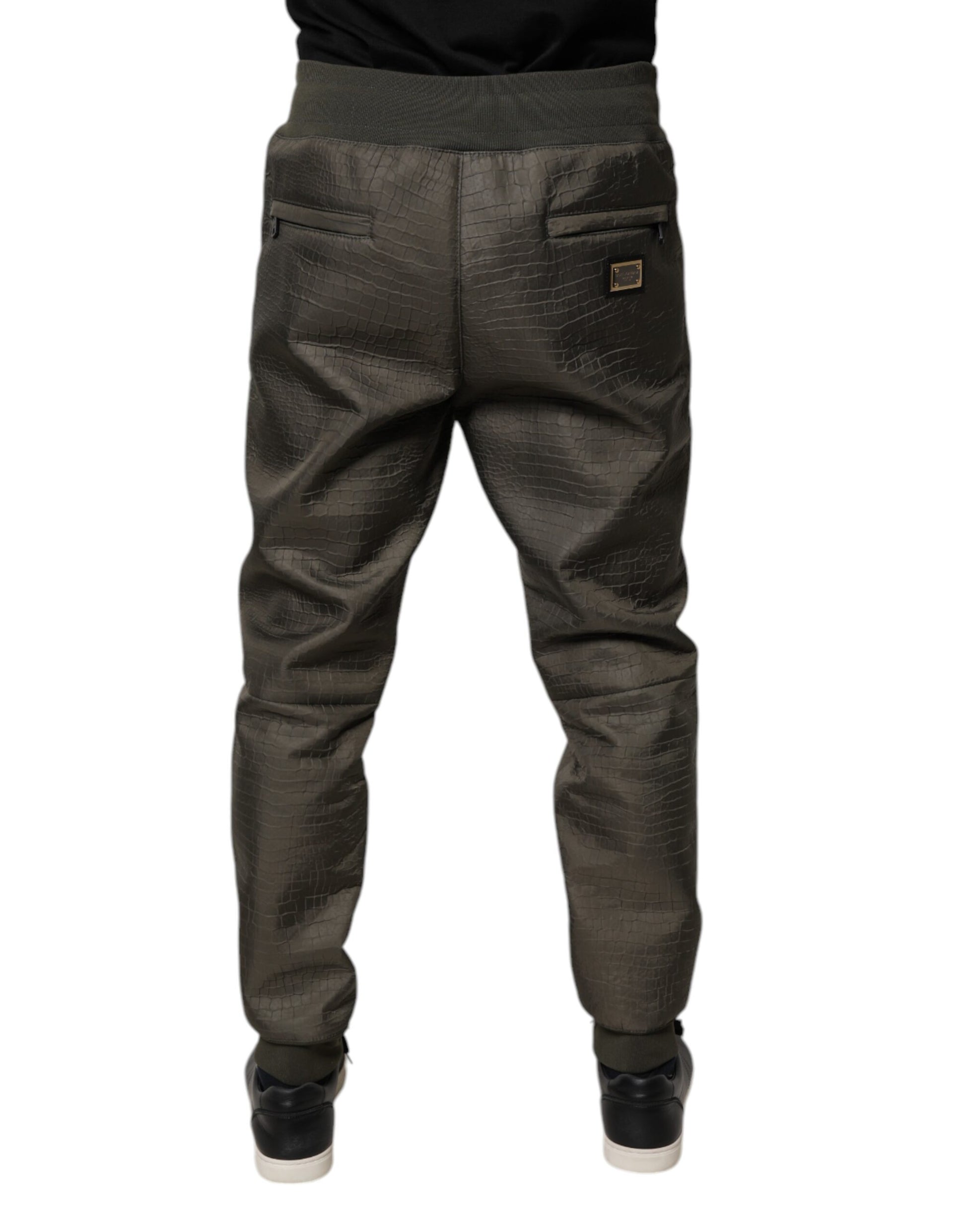 Brown Lambskin Leather Men Sweatpants Pants