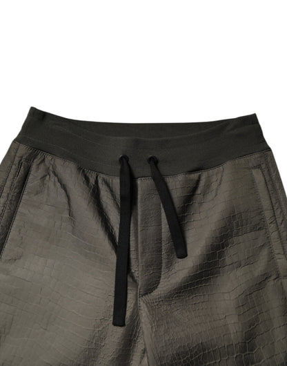 Brown Lambskin Leather Men Sweatpants Pants