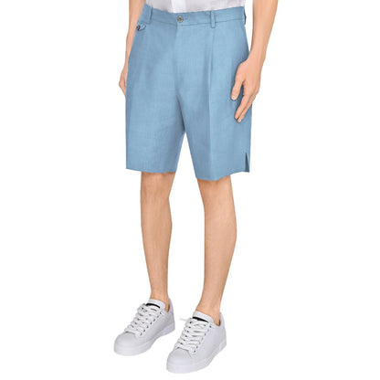 Light Blue Linen Men Short