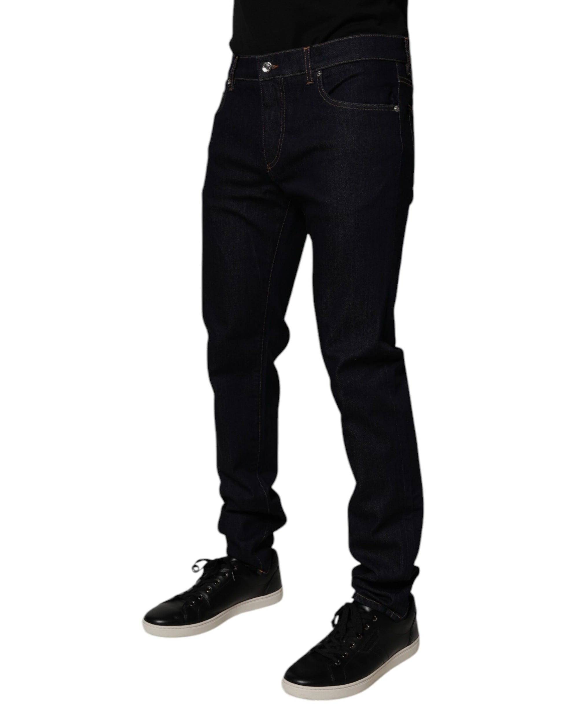 Black Cotton Stretch Men Skinny Denim Jeans