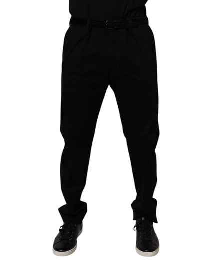 Black Cotton Men Skinny Dress Formal Pants