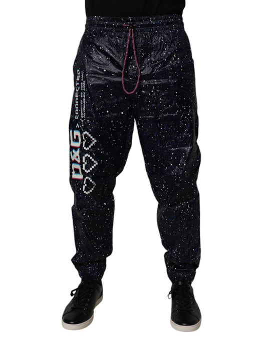 Dark Blue DG Game Print Cotton Jogger Pants